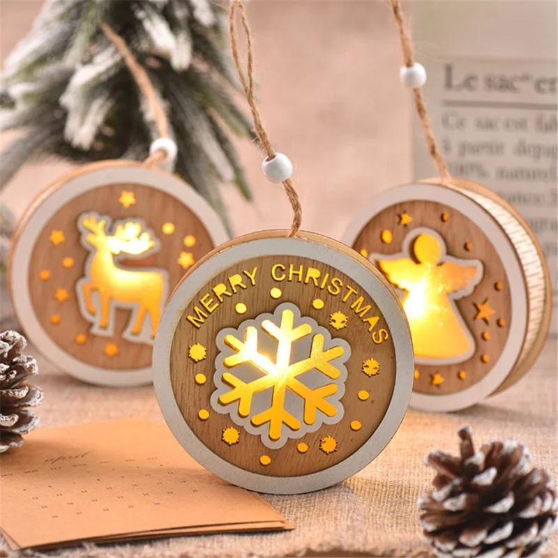 LED Light Up Christmas Wooden Ornaments Holiday Home Party Decorations - Elk