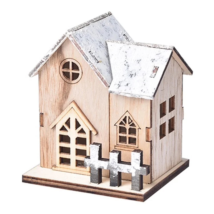 Christmas LED Light Cabin Wooden House Festival Tabletop Decoration Xmas Gift - Style A