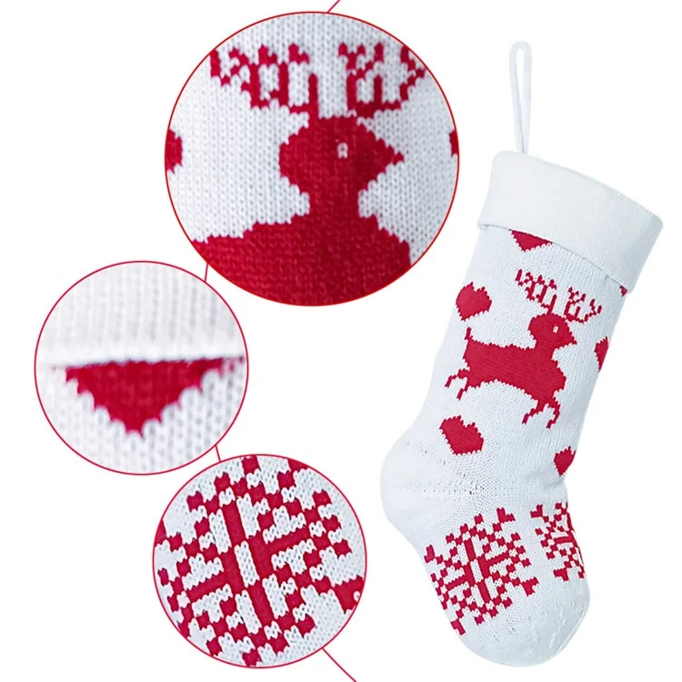 Calzini natalizi a maglia Calza natalizia regalo Borsa portacaramelle Decorazione appendibile per l'albero di Natale - Stile A