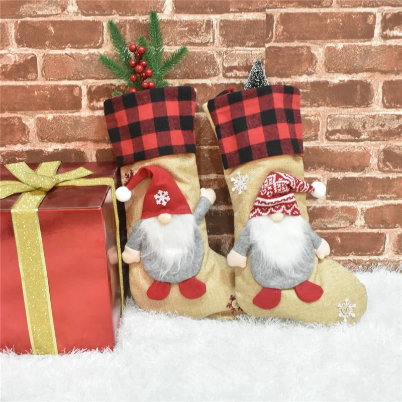 GM202211 Faceless Doll Christmas Stocking Gnome Xmas Tree Hanging Ornament Holiday Decor - Style A