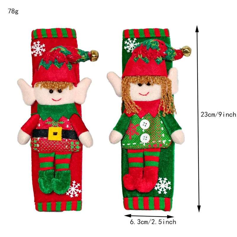 1 Pair Xmas Refrigerator Door Handle Cover Christmas Elf Design Fridge Handle Decorative Gift Cover