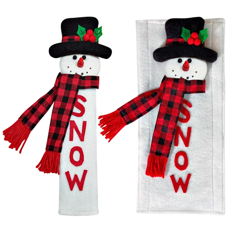 3Pcs / Set Cute Santa Snowman Soft Plush Christmas Refrigerator Door Handle Covers