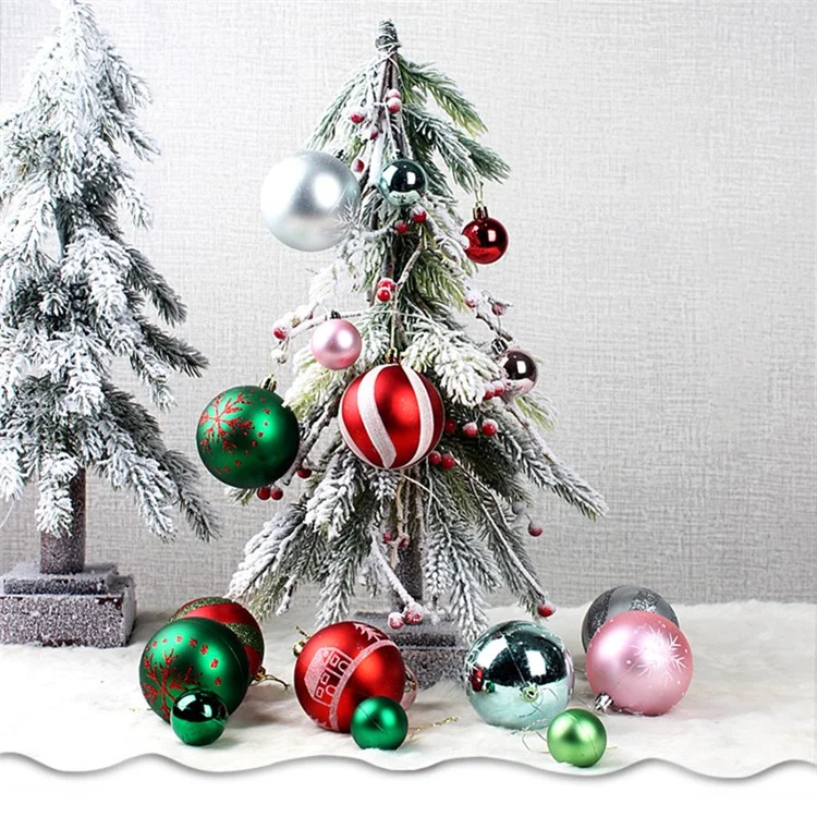 44Pcs / Box 3-6cm Electroplating Plastic Ball Christmas Tree Hanging Ornament Xmas Party Decoration - Gold+Red+Green