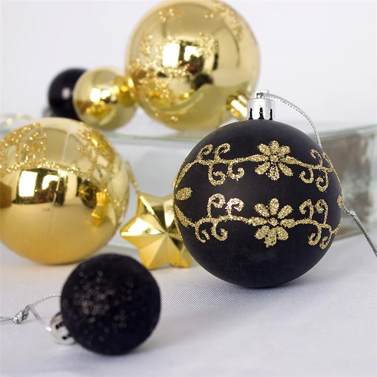 44Pcs / Box 3-6cm Electroplating Plastic Ball Christmas Tree Hanging Ornament Xmas Party Decoration - Gold+Red+Green