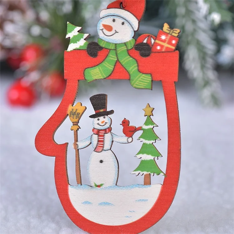 Pendentif en bois de Noël Xmas Engraving Wood Hanging Decor - Rouge / Père Noël