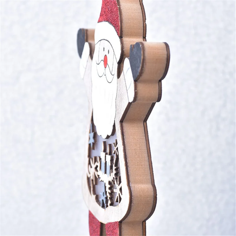 Christmas Santa Snowman Elk Wooden Ornament LED Light Festival Tabletop Decoration Xmas Gift - Santa Claus