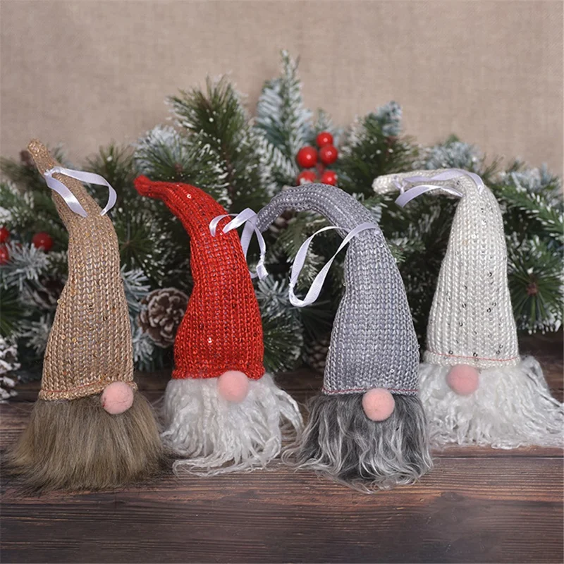 Gnomes Christmas Decorations Light Function Xmas Plush Dolls Ornaments Holiday Gifts - White