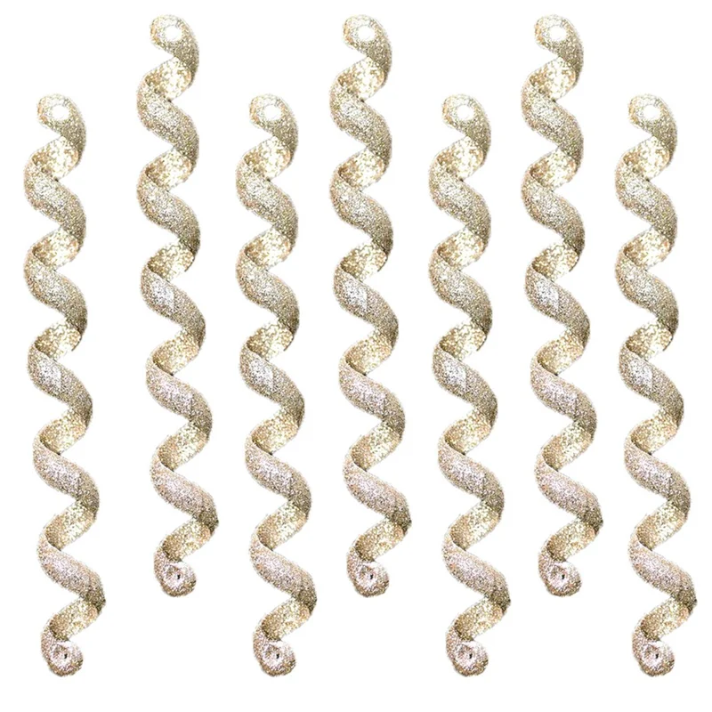 XM-DECO-0027 4Pcs / Set Christmas Bling Plastic Ornaments Twisted Icicles Xmas Tree Hanging Pendants - Gold