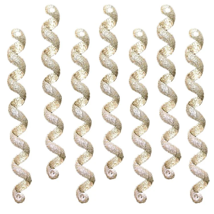 XM-DECO-0027 4Pcs / Set Christmas Bling Plastic Ornaments Twisted Icicles Xmas Tree Hanging Pendants - White