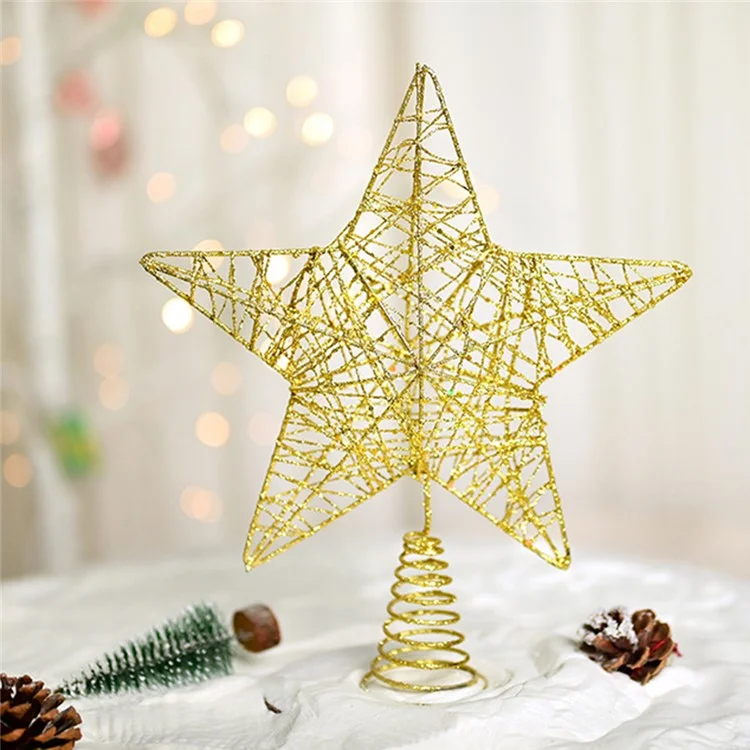 Topo de árvore de Natal em forma de estrela de 28x23cm, em arte de ferro