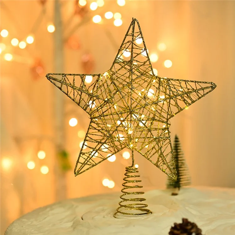 Topo de árvore de Natal em forma de estrela de 28x23cm, em arte de ferro