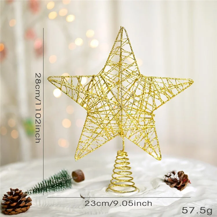 Topo de árvore de Natal em forma de estrela de 28x23cm, em arte de ferro