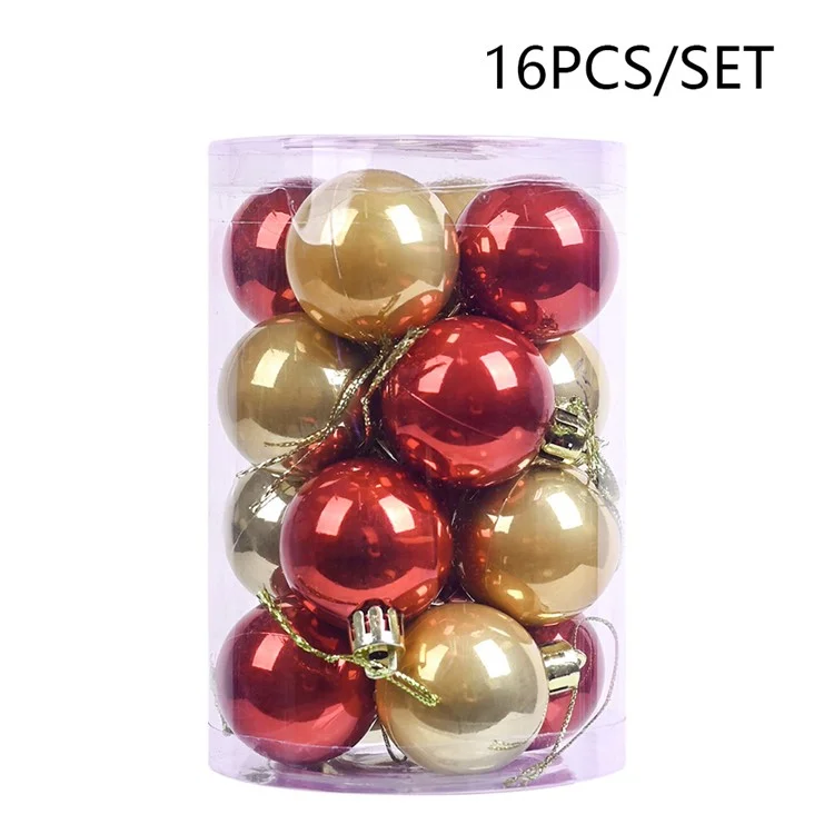 16Pcs / Set Christmas Balls 8cm ABS Ornaments Party Decorations Shatterproof Festival Hanging Pendants - Red
