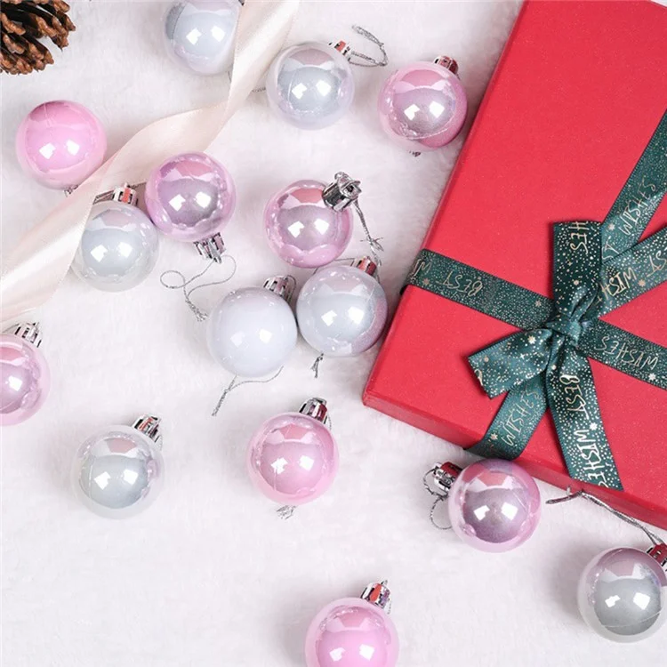 16Pcs / Set Christmas Balls 8cm ABS Ornaments Party Decorations Shatterproof Festival Hanging Pendants - Red