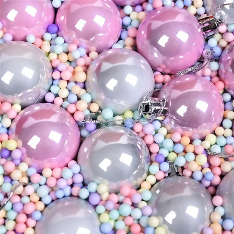 16Pcs / Set Christmas Balls 8cm ABS Ornaments Party Decorations Shatterproof Festival Hanging Pendants - Red