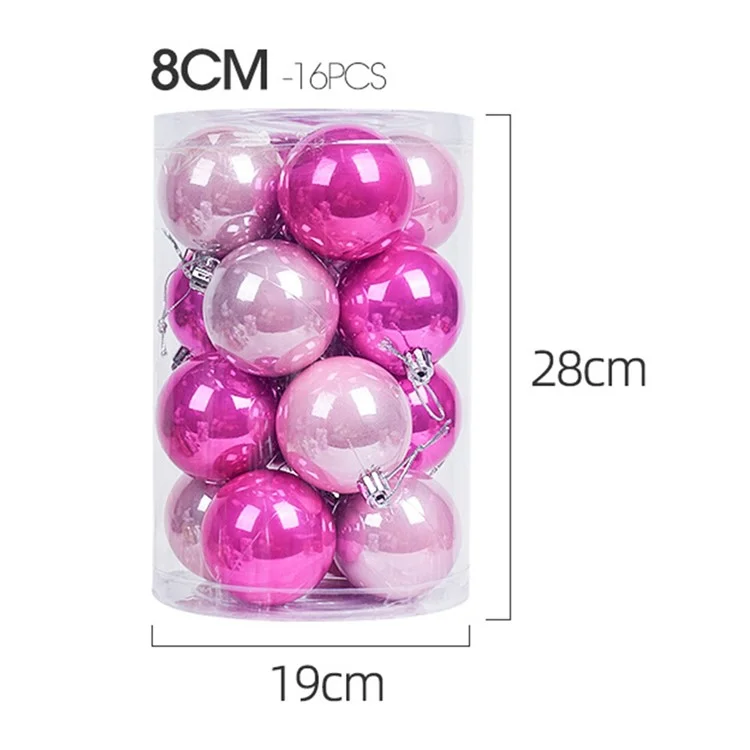 16Pcs / Set Christmas Balls 8cm ABS Ornaments Party Decorations Shatterproof Festival Hanging Pendants - Red