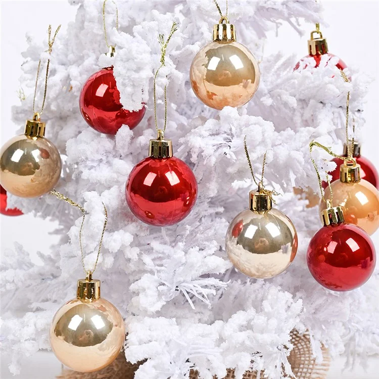 16Pcs 6cm Pearlescent Christmas Plastic Ball Ornaments Xmas Party Hanging Decoration - Pearlescent Red