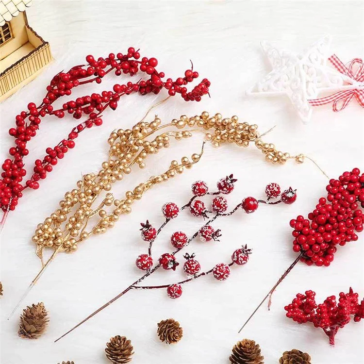 Artificial Red Berry Branch Christmas Ornament Xmas Decor DIY Material
