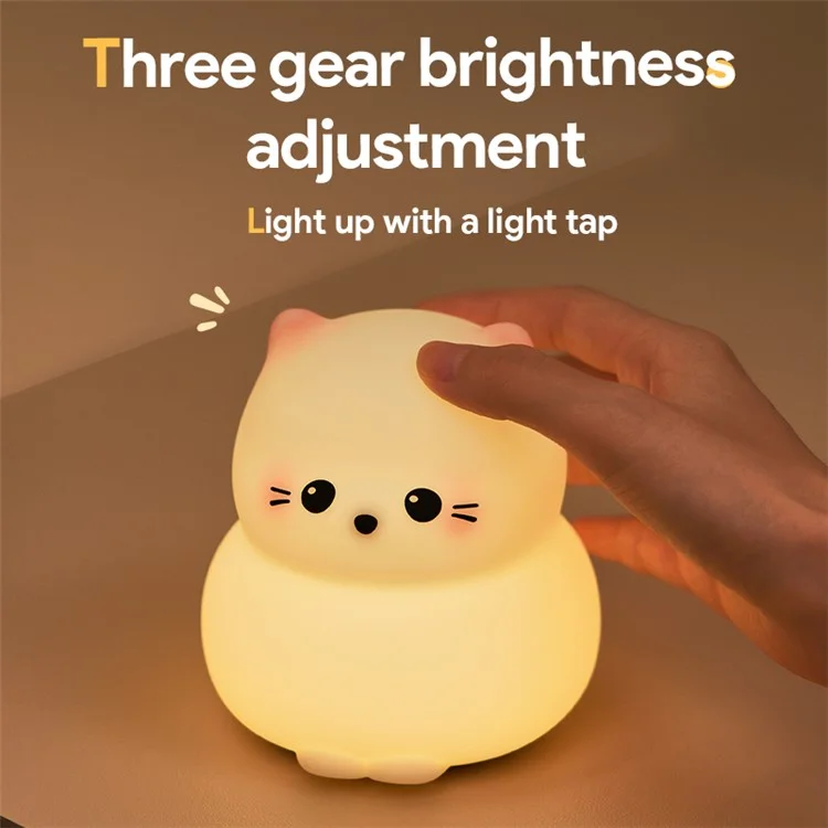 Mignon Chat de Dessin Animé Lampe de Chevet Lumière Chaude Protection des Yeux Lumière Graduable Lampe de Table