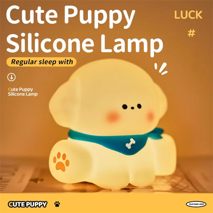 Lampe de table à veilleuse lumineuse douce pour chiot mignon avec contrôle tactile et variateur