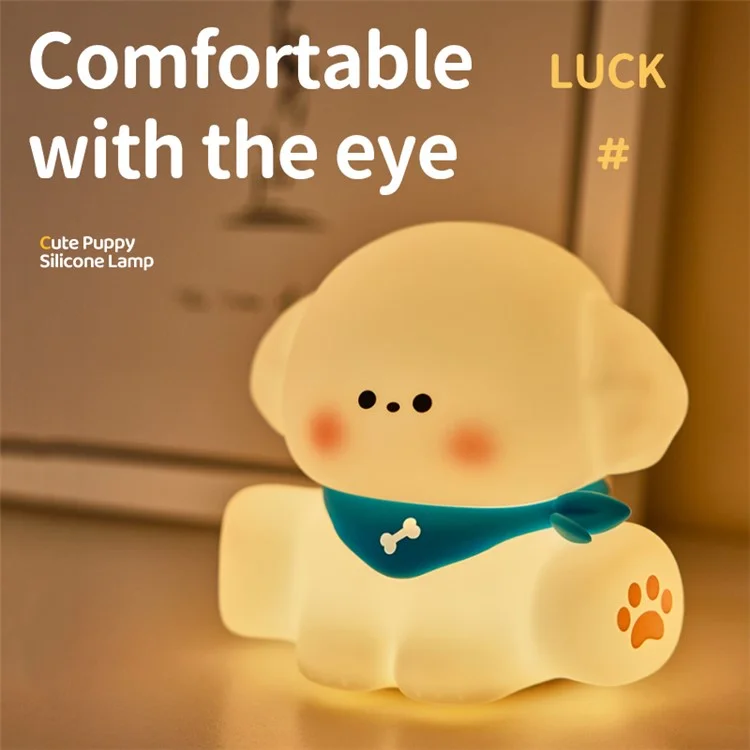 Lampe de table à veilleuse lumineuse douce pour chiot mignon avec contrôle tactile et variateur