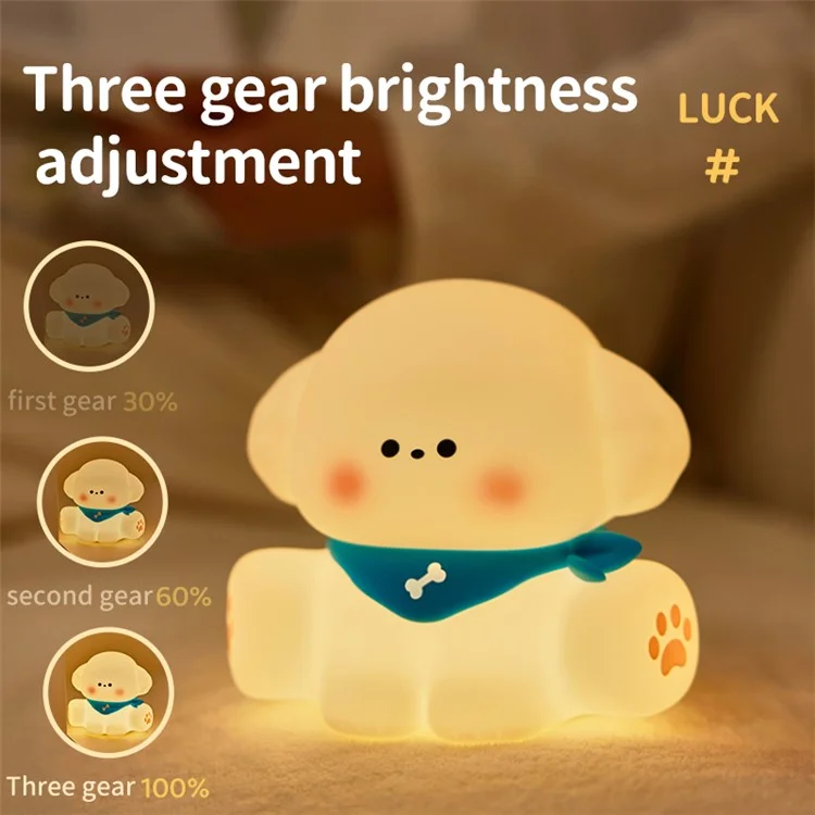 Lampe de table à veilleuse lumineuse douce pour chiot mignon avec contrôle tactile et variateur