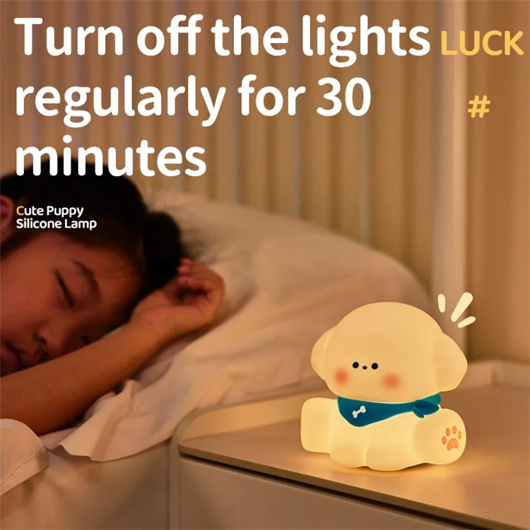 Lampe de table à veilleuse lumineuse douce pour chiot mignon avec contrôle tactile et variateur