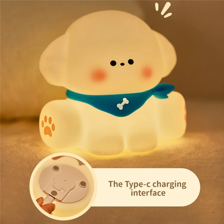 Lampe de table à veilleuse lumineuse douce pour chiot mignon avec contrôle tactile et variateur