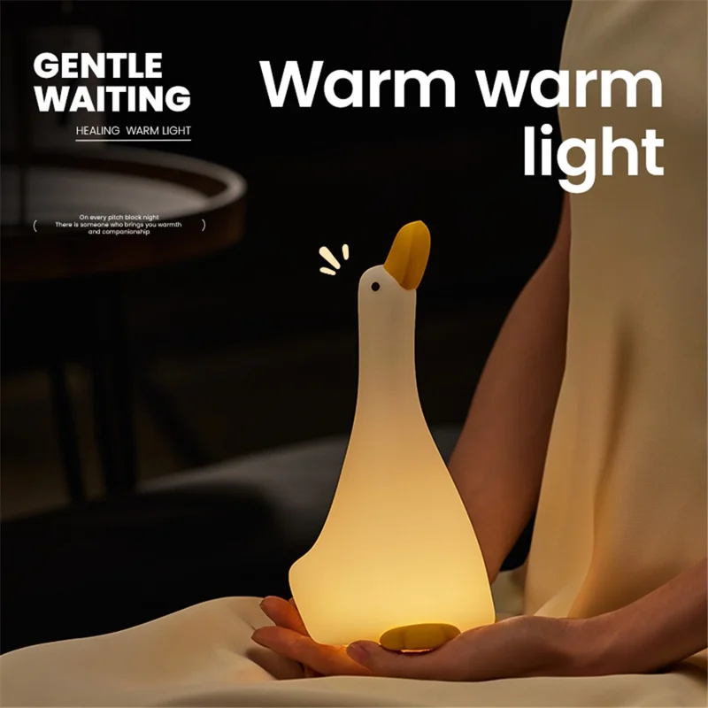 Looking-Up Duck Night Light Warm Light Eye Protection Tap Dimmable Table Lamp with Timer