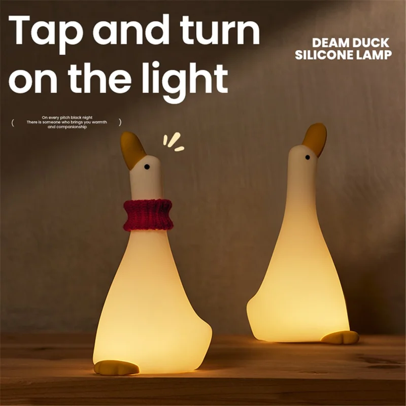Looking-Up Duck Night Light Warm Light Eye Protection Tap Dimmable Table Lamp with Timer