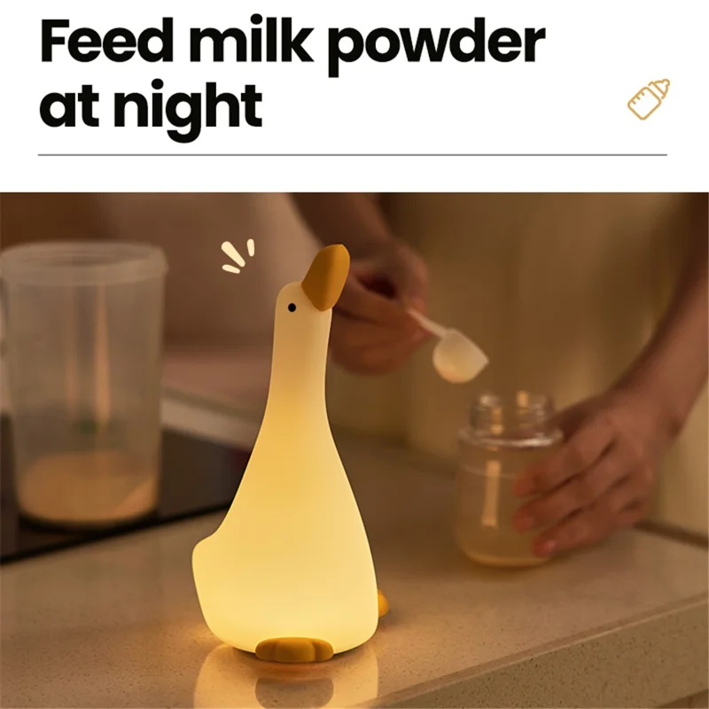Looking-Up Duck Night Light Warm Light Eye Protection Tap Dimmable Table Lamp with Timer
