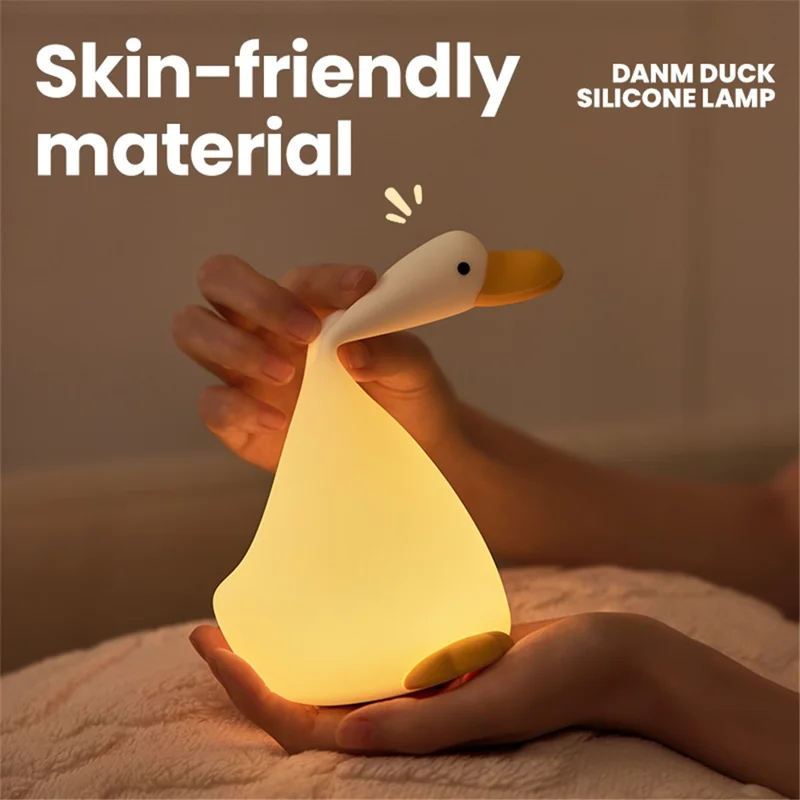 Looking-Up Duck Night Light Warm Light Eye Protection Tap Dimmable Table Lamp with Timer