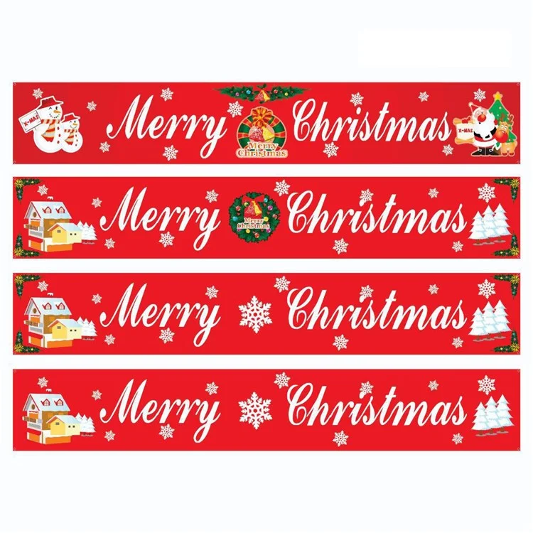 296x48cm 100D Polyester Merry Christmas Banner Hanging Sign Xmas Party Decoration - M01