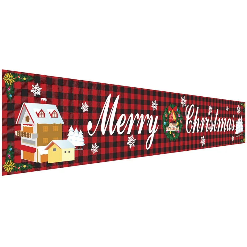 296x48cm Merry Christmas Banner 100D Polyester Large Hanging Sign Xmas Party Decoration Gift - Style A