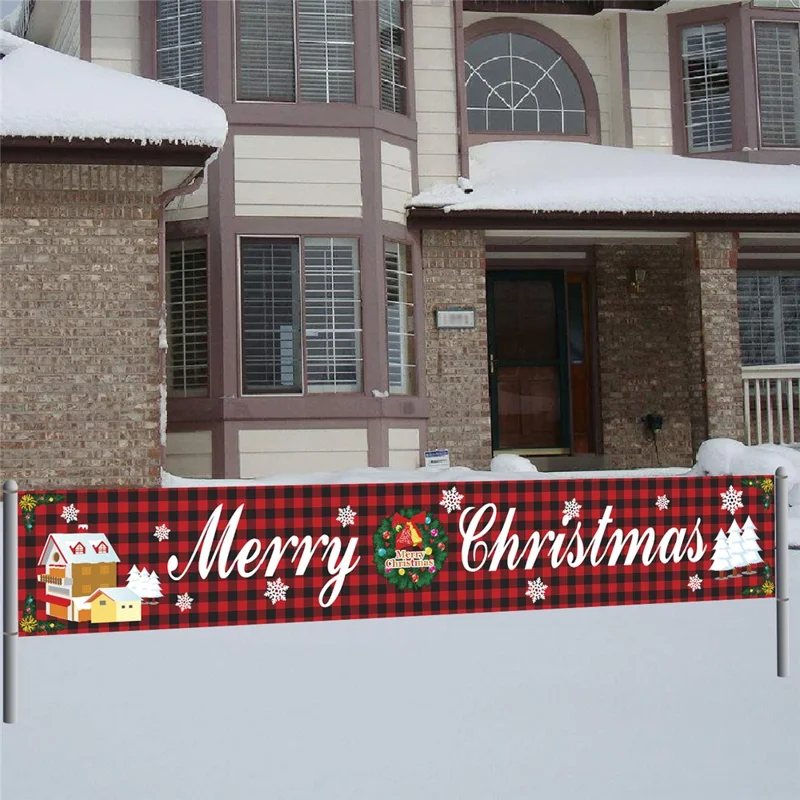 296x48cm Merry Christmas Banner 100D Polyester Large Hanging Sign Xmas Party Decoration Gift - Style A