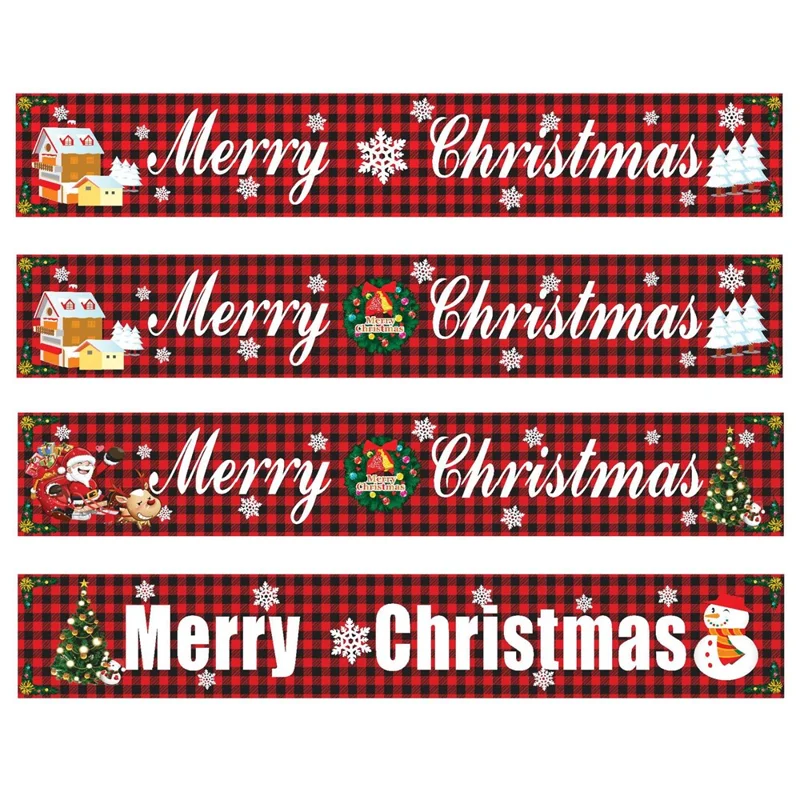 296x48cm Merry Christmas Banner 100D Polyester Large Hanging Sign Xmas Party Decoration Gift - Style A