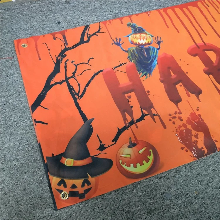 250x48cm Happy Halloween Banner Hanging Sign 100D Polyester Xmas Party Decoration - WSHF-002