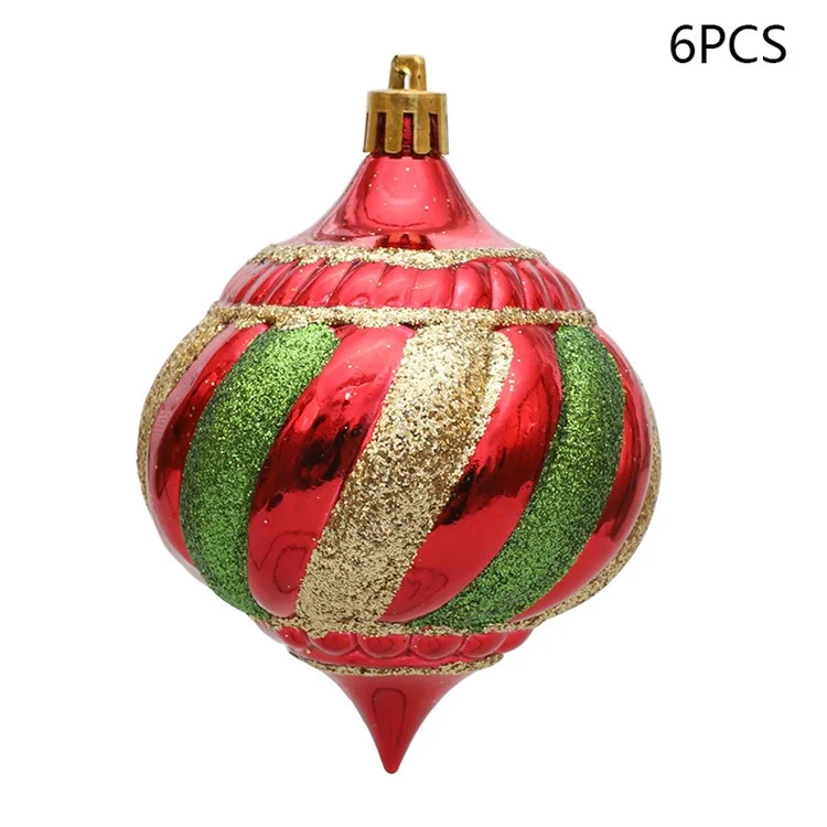 6er-Pack Weihnachtsdekoration Zwiebelform Kugeln Weihnachtsbaum Hängende Spiralkegel Kugel Ornament