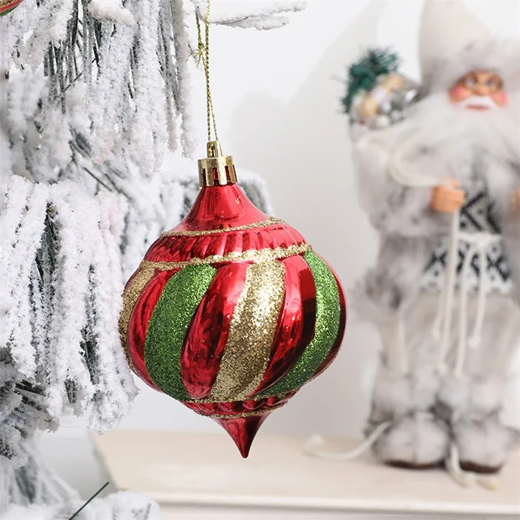 6er-Pack Weihnachtsdekoration Zwiebelform Kugeln Weihnachtsbaum Hängende Spiralkegel Kugel Ornament