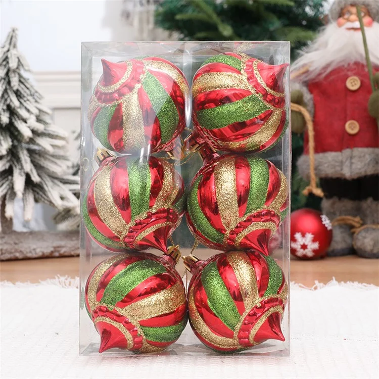 6er-Pack Weihnachtsdekoration Zwiebelform Kugeln Weihnachtsbaum Hängende Spiralkegel Kugel Ornament