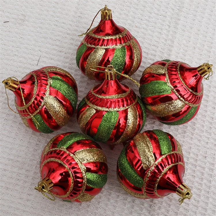 6er-Pack Weihnachtsdekoration Zwiebelform Kugeln Weihnachtsbaum Hängende Spiralkegel Kugel Ornament