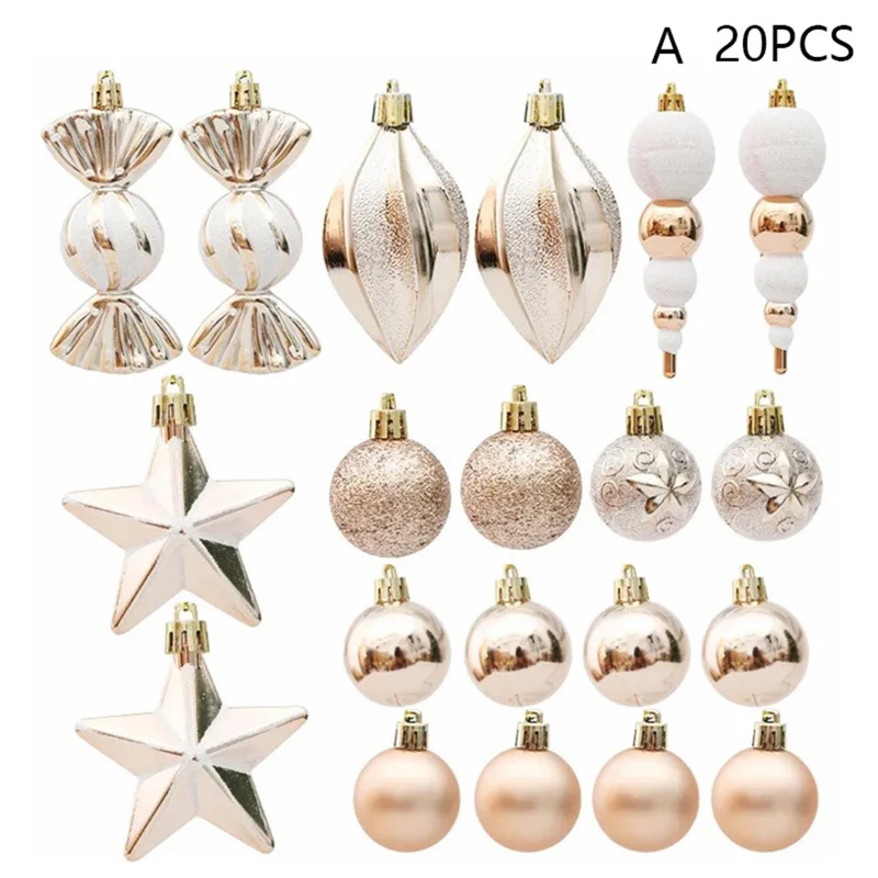 20 pièces / Set Décoration d'arbre de Noël Xmas Festival Ornement en plastique suspendu - Style A