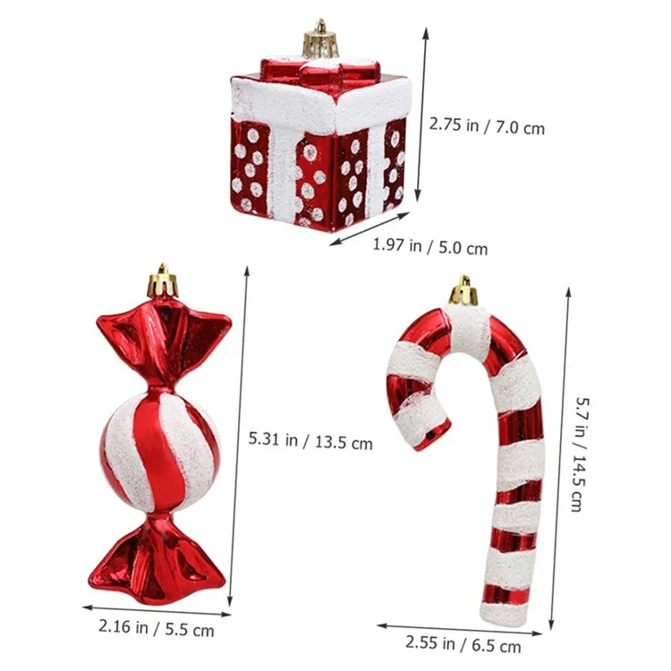4Piezas / Conjunto Decoración Árbol de Navidad Regalo Bota de Caramelo Bastón de Caramelo Xmas Colgante Ornamento