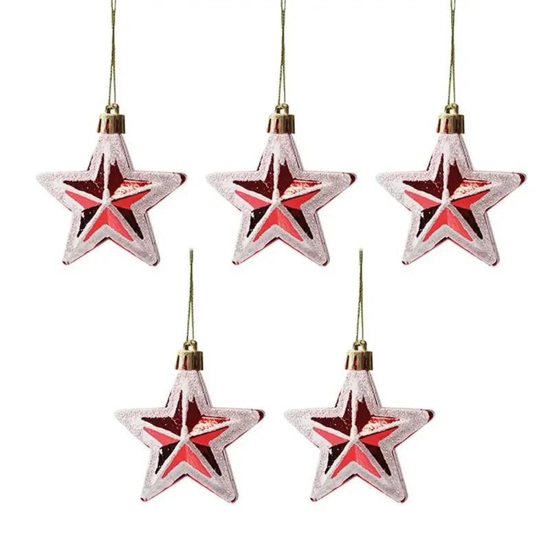 Christmas Tree Polygonal Star Decoration Star Shape Xmas Hanging Ornament - 5-pointed Star / 5Pcs