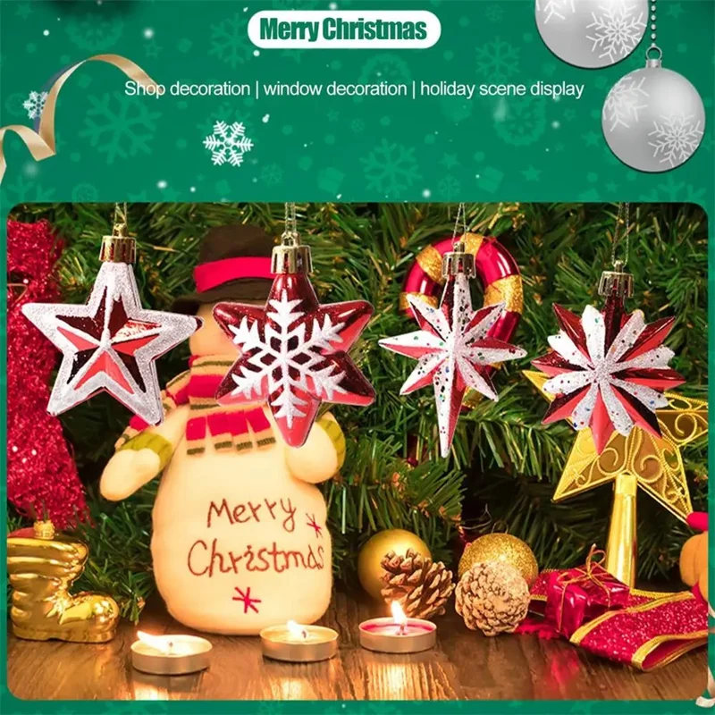 Christmas Tree Polygonal Star Decoration Star Shape Xmas Hanging Ornament - 5-pointed Star / 5Pcs