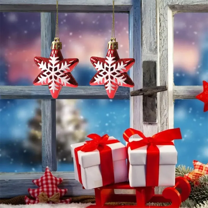 Christmas Tree Polygonal Star Decoration Star Shape Xmas Hanging Ornament - 5-pointed Star / 5Pcs