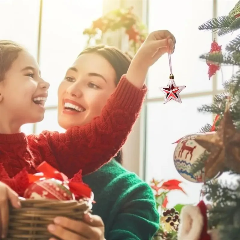 Christmas Tree Polygonal Star Decoration Star Shape Xmas Hanging Ornament - 5-pointed Star / 5Pcs