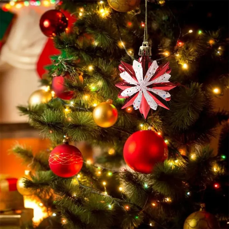 Christmas Tree Polygonal Star Decoration Star Shape Xmas Hanging Ornament - 5-pointed Star / 5Pcs