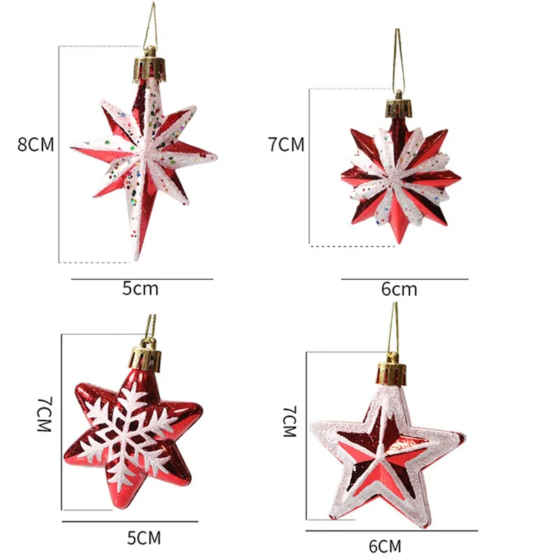 Christmas Tree Polygonal Star Decoration Star Shape Xmas Hanging Ornament - 5-pointed Star / 5Pcs