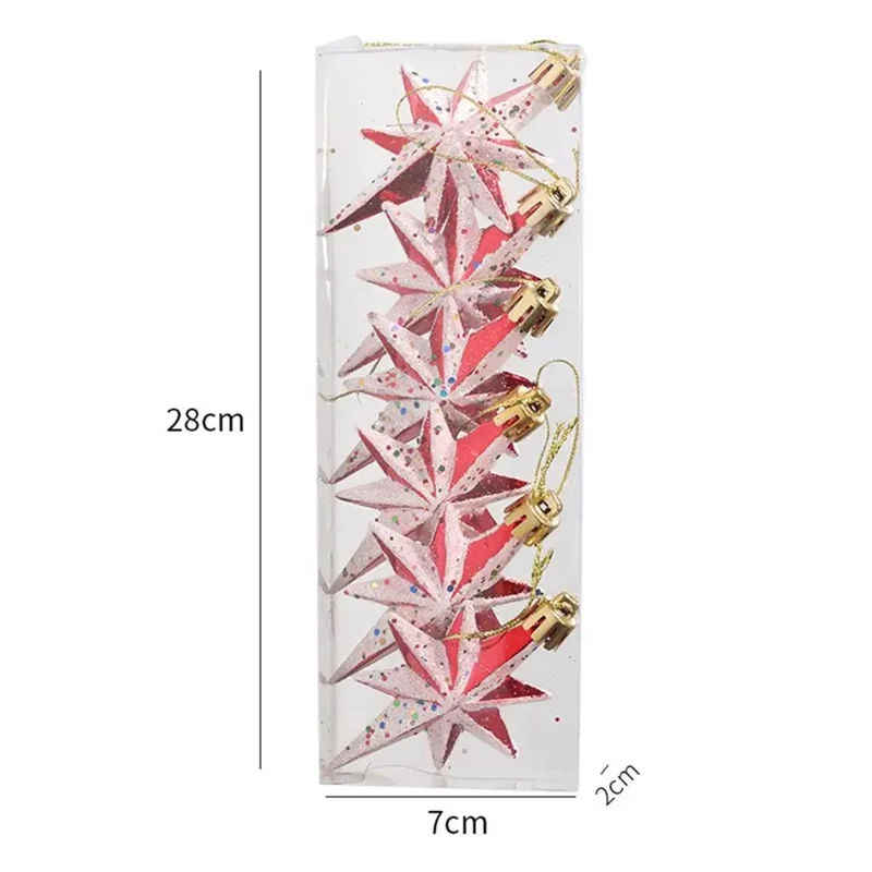 Christmas Tree Polygonal Star Decoration Star Shape Xmas Hanging Ornament - 5-pointed Star / 5Pcs